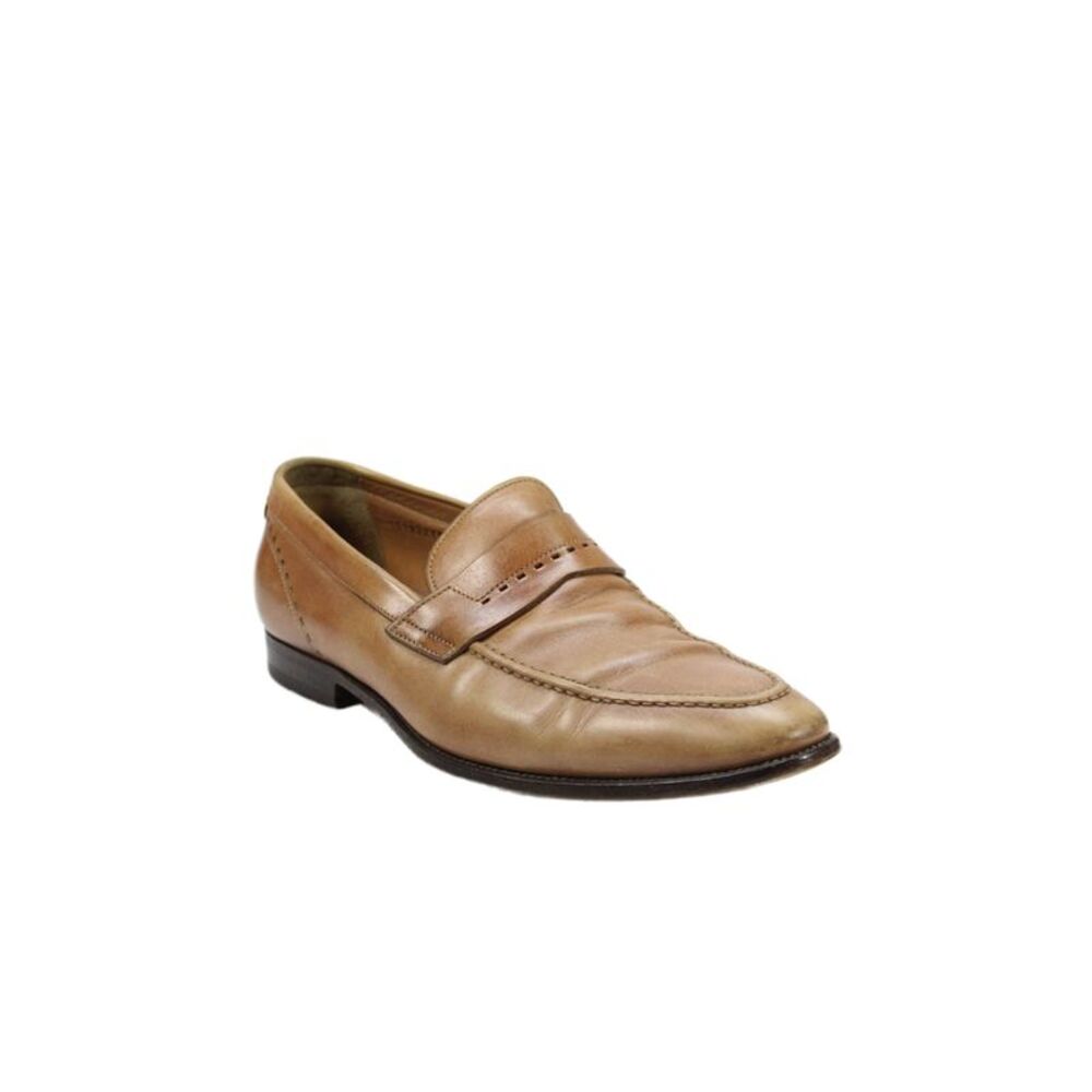 Santoni Mens Leather Slide On Loafers Brown Size 8 D
